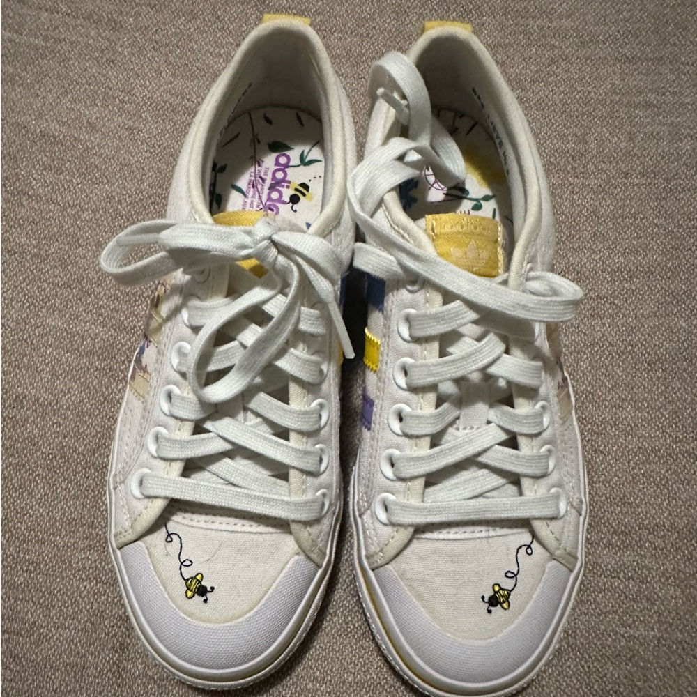 Adidas Women's White Sneakers with Bee Accents